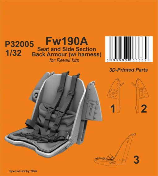 CMK Si�ge Fw 190A avec harnais 1/32 r�sine 3D
