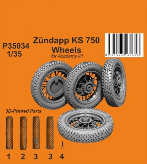 1/35 Zundapp KS 750 Wheels for Academy