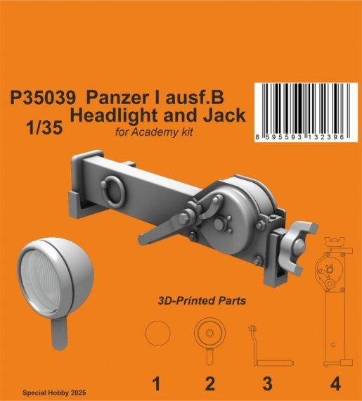 1/35 Panzer I Ausf.B Headlight and Jack for Academy