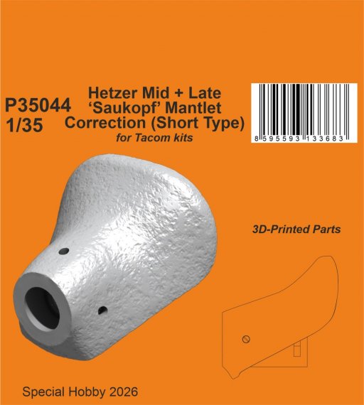CMK 1/35 Hetzer Saukopf Mantlet Korrektur Mid+Late