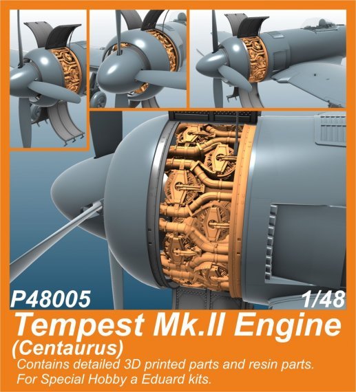1/48 Tempest Mk.II Engine 3D Printed
