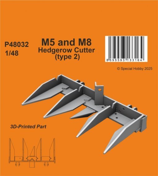 1/48 M5 and M8 Hedgerow Cutter type 2 for Tamiya