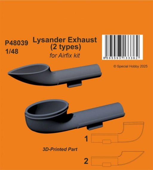 1/48 Lysander Exhaust 2 types for Airfix
