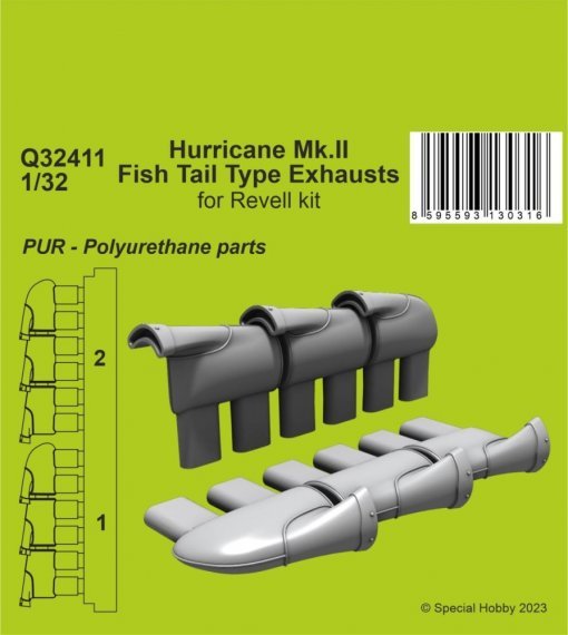 1/32 Hurricane Mk.II Fish Tail Type Exhausts