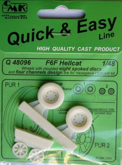 1/48 F6F Hellcat wheels (8-spoked disc, 4-channel)