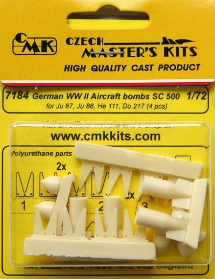 1/72 German WWII Aircraft bombs SC 500 (4 pcs.)