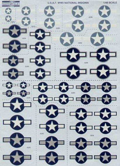 1/48 Usaaf WWII faded National Insignia