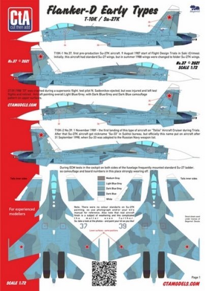 1/72 Sukhoi T-10K / Su-27K Flanker-D Early Type