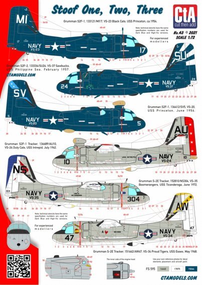 1/72 Stoof One, Two, Three Grumman S-2 Tracker decals
