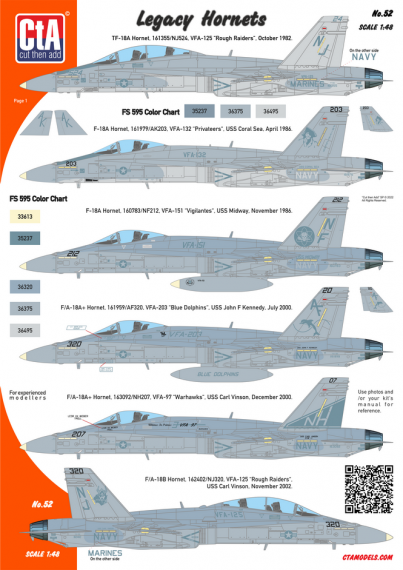 1/48 Legacy F/A-18 USN/USMC Hornets