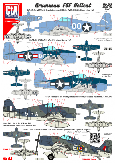 1/72 Grumman F6F Hellcat USN, FAA, Japan, Aeronavale, Uruguay