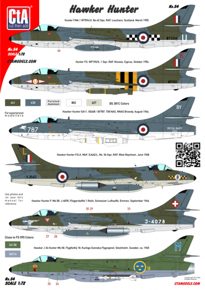 1/72 Hawker Hunter RAF, FAA, Swiss, Sweden
