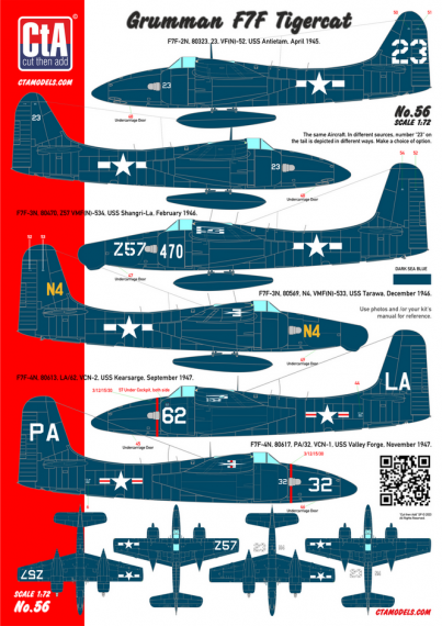 1/72 Grumman F7F Tigercat Carrier-based Night Fighters, USMC/USN