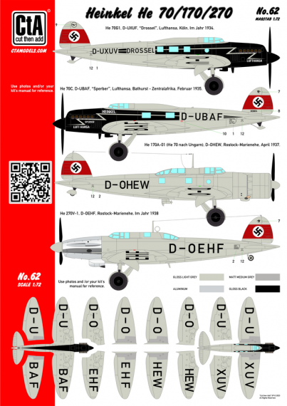 1/72 Heinkel He-70 /He-170 / He-270 Lufthansa