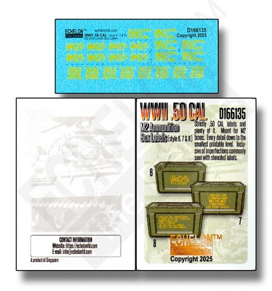1/16 WWII .50 Cal M2 ammo box labels style 6, 7 & 8