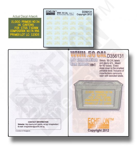 Echelon FD Etiquettes Bo�tes Munitions .50 Cal WWII 1/35