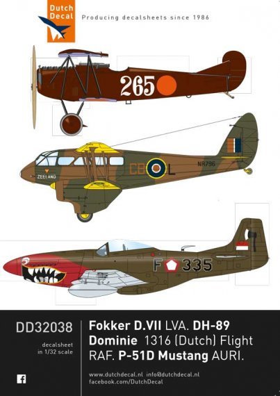 1/32 Fokker D.VII, de Havilland Dominie, North-American P-51D