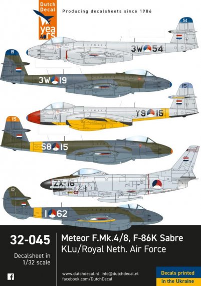 Dutch Decal Gloster Meteor F.4/F.8 KLu 1/32