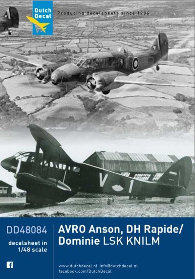 1/48 Avro Anson, De Havilland Rapide / Dominie Lsk Knilm