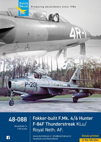 Dutch Decal D�calcomanies Hunter F-84F KLu 1/48