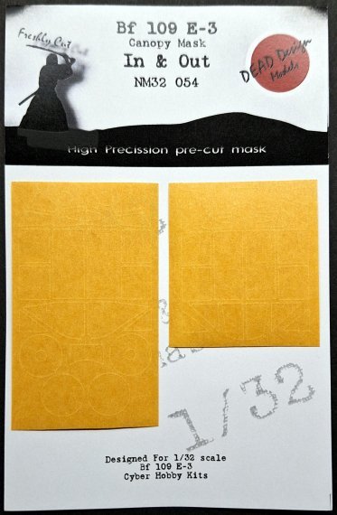 1/32 Messerschmitt Bf-109E canopy frame paint mask double sided