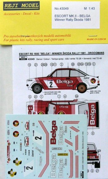 1/43 ESCORT MK.II BELGA Winner Rally Skoda 1981