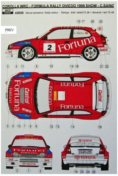 1/43 Toyota CorollaWRC Fortuna (C.Sainz  1999)