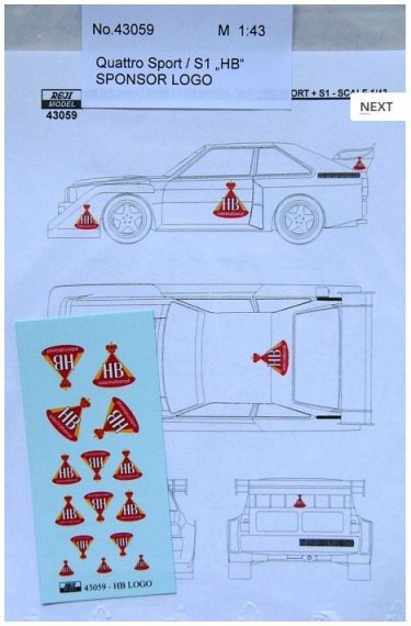1/43 Audi Quattro Sport S1  HB sponsor logo