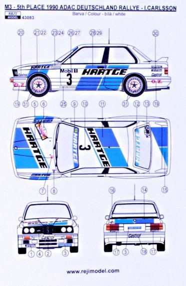 1/43 BMW M3 1990 ADAC Deutschland Rallye decal