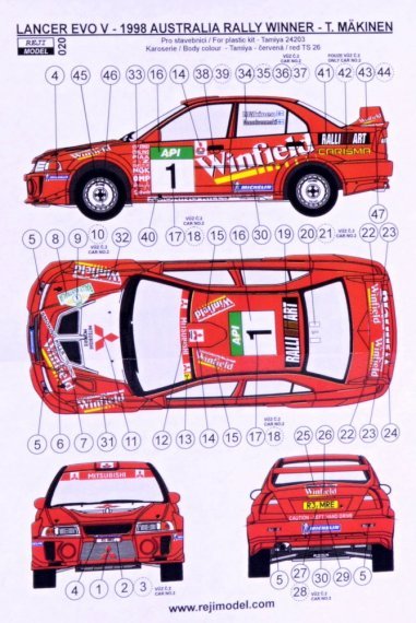 1/24 Mitsubishi Lancer Evo V Rally Australia 1998  Winfield