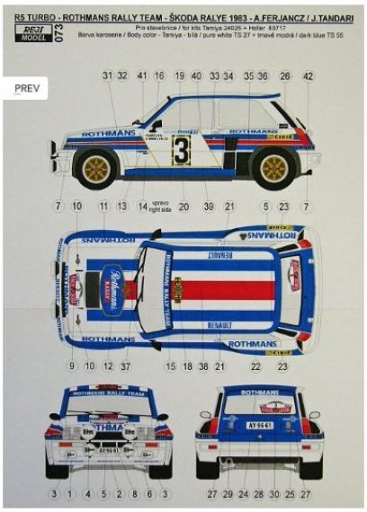 1/24 Renault 5 Turbo ROTHMANS (Rallye Skoda 1983)