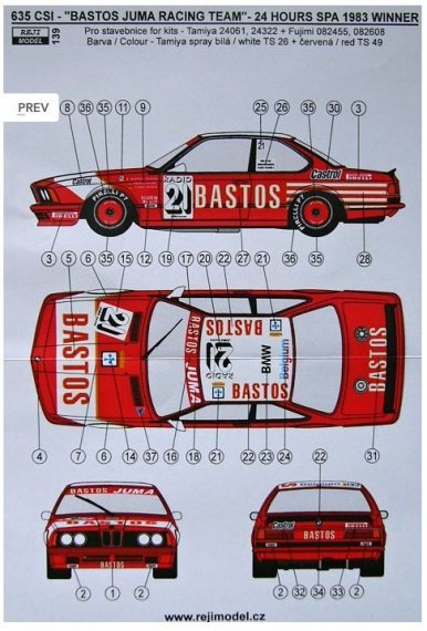 1/24 BMW 635 CSi BASTOS Juma Team 1983