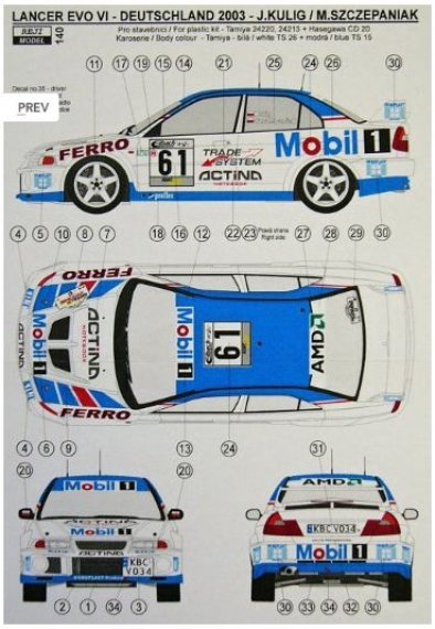 1/24 Lancer EVO VI Mobil 1 (Deutschland 2003)