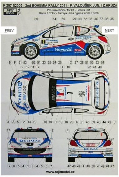 1/24 Peugeot 207 S2000 DELIMAX Bohemia Rally 2011