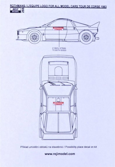 1/24 ROTHMANS / LEquipe Logo Tour De Corse 1983