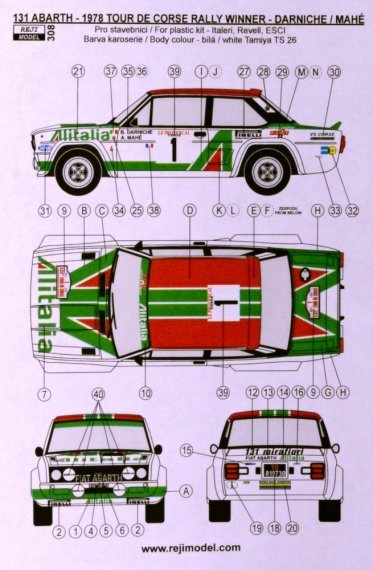 1/24 Fiat 131 Abarth Alitalia 78 Portugal/M.Carlo