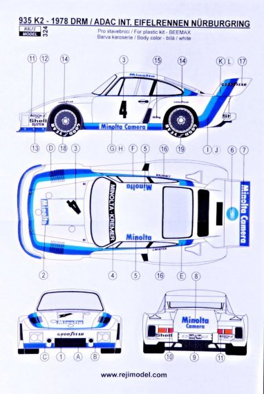 1/24 Porsche 935 K2 1978 DRM ADAC Int.Nrburgring decal