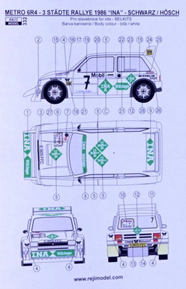 1/24 MG Metro 6R4 INA 3-Stdte Rallye 1986 decal