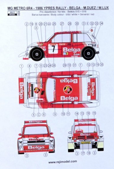 1/24 Metro 6R4 BELGA Rallye Ypress 1986 decal