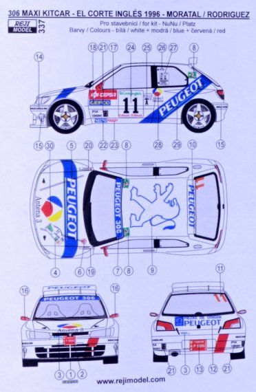1/24 Peuegot 306 Maxi Kit Car El Corte Ingls 1996 decal