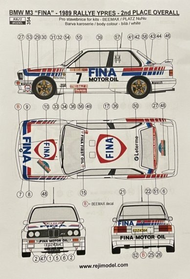 1/24 BMW M3 Fina 1989 Rally Portugal Tour de Corse decal