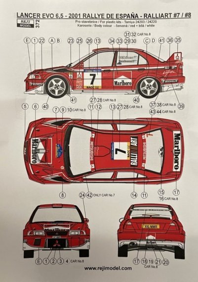 1/24 Transkit Lancer EVO 6,5 2001 Rallye Catalunya decal