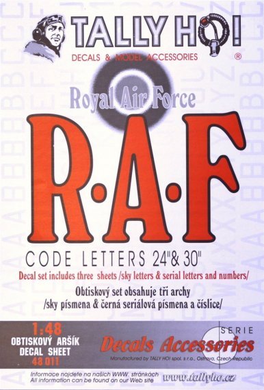 1/48 RAF Code Letters Sky serial numbers
