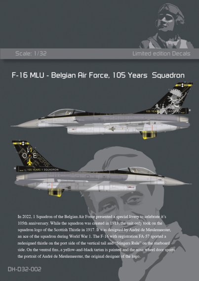 HMH Decalcomanie F-16MLU 1 Squadron Belgio 1/32