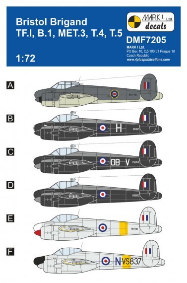 1/72 Bristol Brigand TF.I, B.1, MET.3, T.4, T.5 for Valom