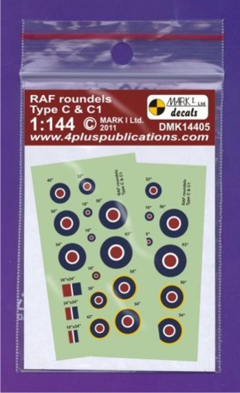 1/144 RAF Type C, C1 roundels, 2 sets