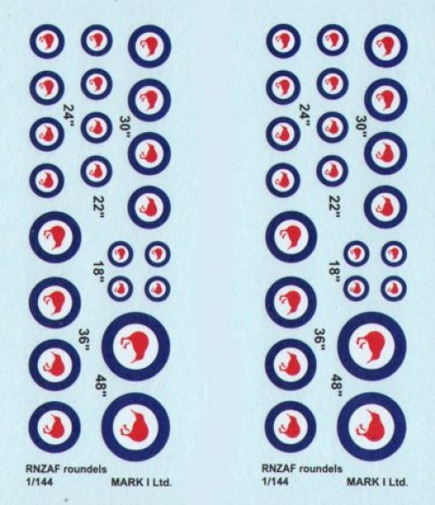 1/144 Decals RNZAF roundels (2 sets)