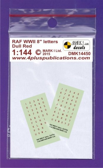 1/144 Decals RAF WWII 8 Dull Red letters