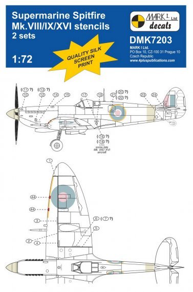 1/72 Supermarine Spitfire Mk.VIII/Mk.IXe/Mk.XVI stencils, 2 sets