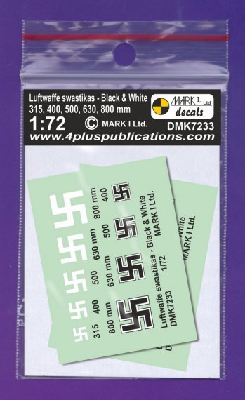 1/72 Luftwaffe Swastikas Black & White, 2 sets